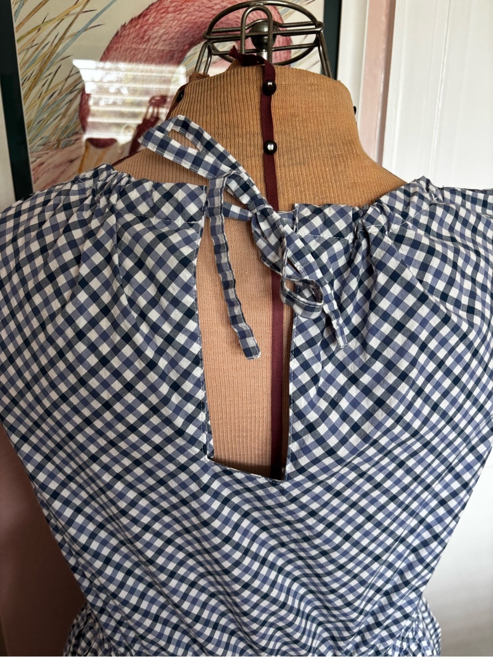 Merona Navy and White Gingham Midi Dress - Picture 4 of 8
